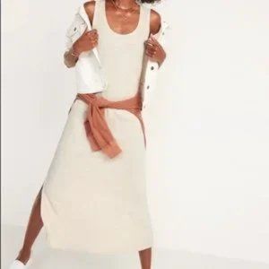NWT Old Navy Sleeveless Knit Crossbody Maxi Dress Oatmeal Heather XS